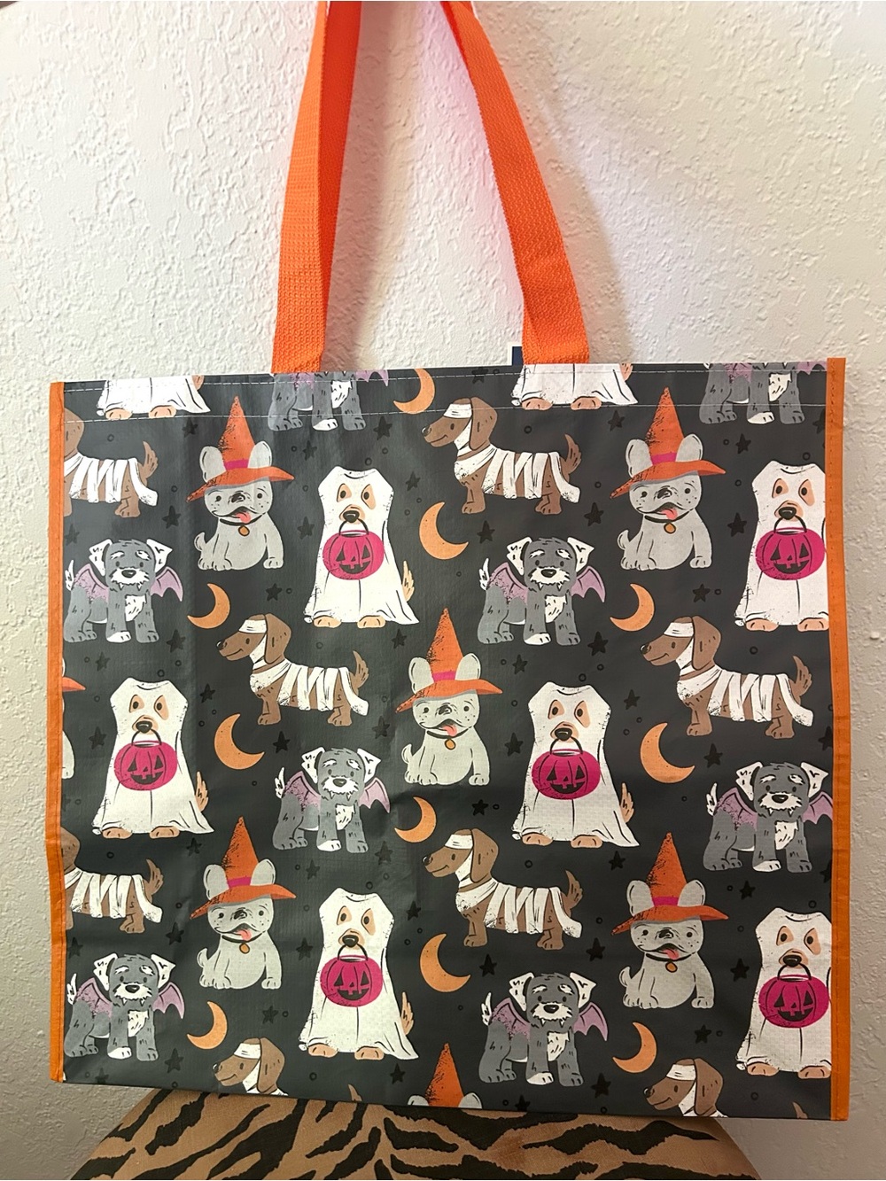 NEW Halloween Dogs Treat-or-Treating Reusable Tote Bag